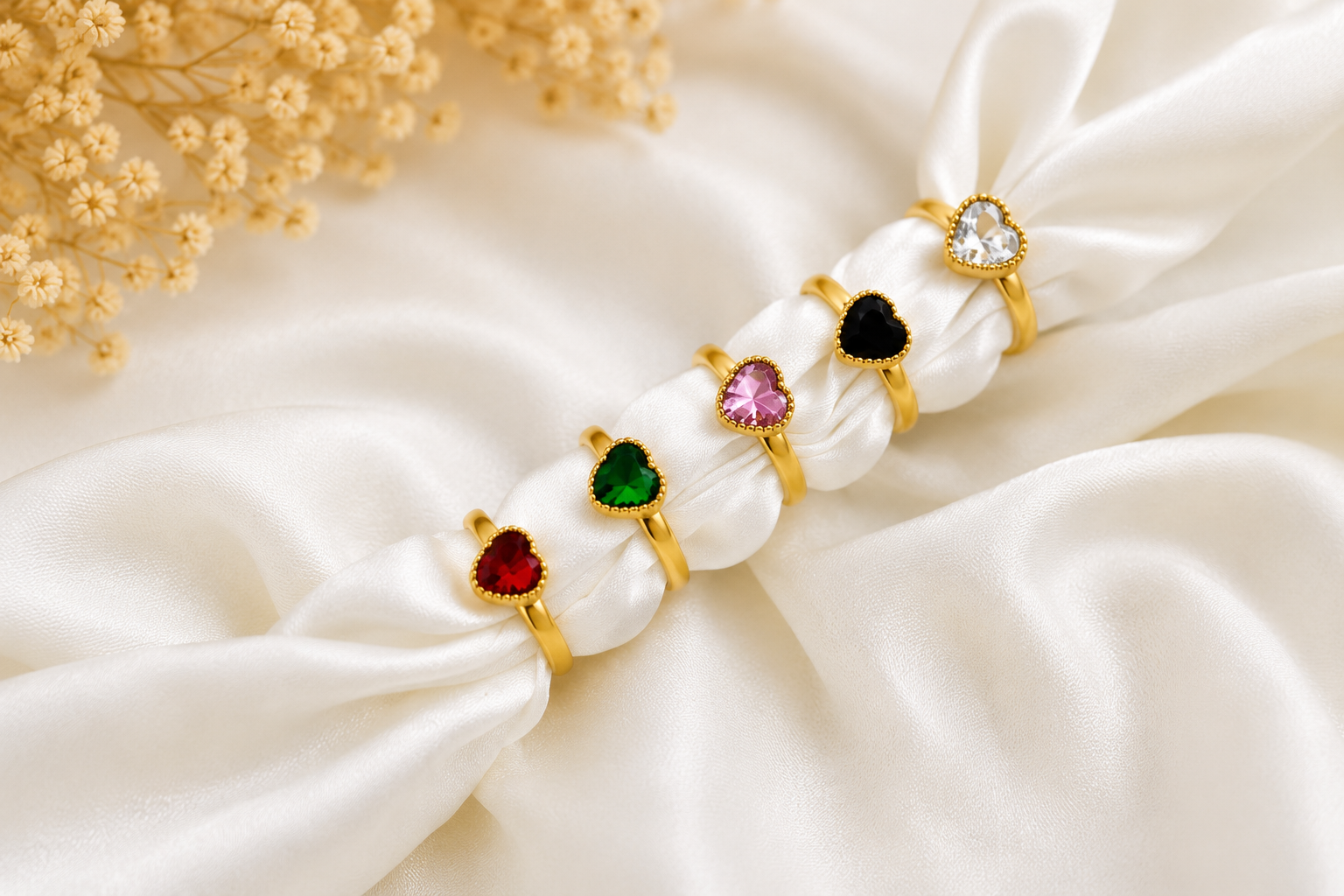 Luxury Heart-Shaped Gem Ring – Gold Finish(size6,7,8)