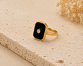 Midnight Luxe Black Stone Gold Ring(size7,8,9)