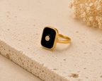 Midnight Luxe Black Stone Gold Ring(size7,8,9)