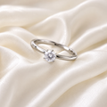 Elegant Silver Solitaire Crystal Ring(size7,8,9)