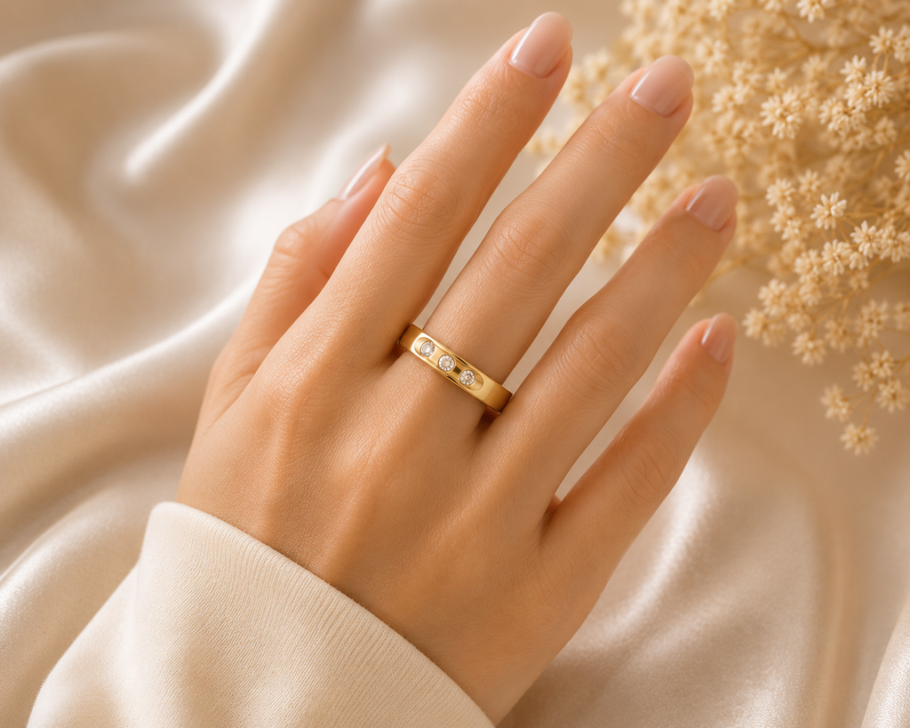 Elegant Triple Crystal Band Ring For Women (size7,8,9)
