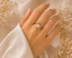 Aurora Crystal Gold Ring – Elegant Gold-Plated Statement Ring(size7,8,9)